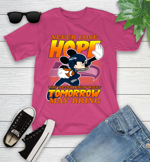 Seattle Seahawks NFL Football Mickey Disney Never Lose Hope Youth T-Shirt 11