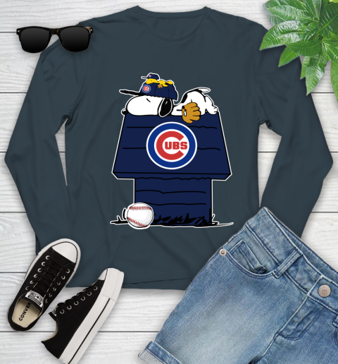 MLB Chicago Cubs Snoopy Woodstock The Peanuts Movie Baseball T Shirt Youth Long Sleeve 8