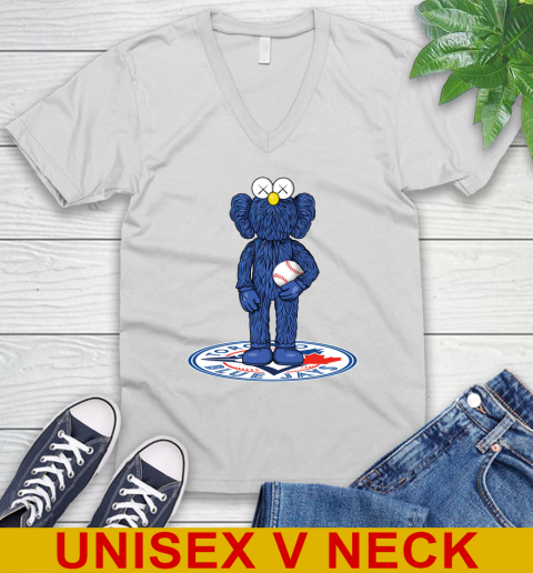 MLB Baseball Toronto Blue Jays Kaws Bff Blue Figure Shirt V-Neck T-Shirt