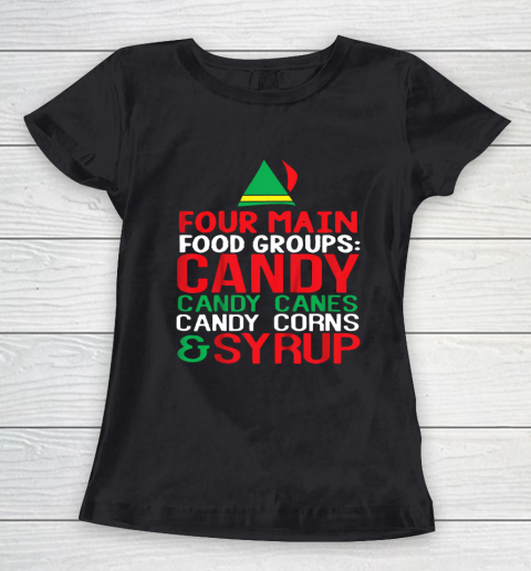 4 Main Food Groups Elf Buddy Christmas Women's T-Shirt