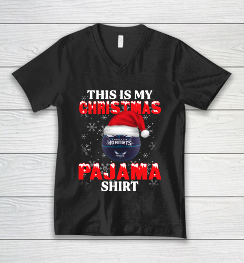 Charlotte Hornets This Is My Christmas Pajama Shirt NBA V-Neck T-Shirt