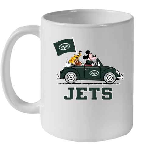NFL Football New York Jets Pluto Mickey Driving Disney Shirt Ceramic Mug 11oz
