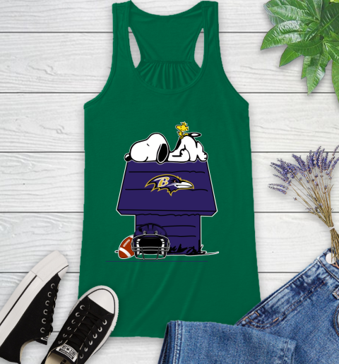 Baltimore Ravens NFL Football Snoopy Woodstock The Peanuts Movie Racerback Tank 7