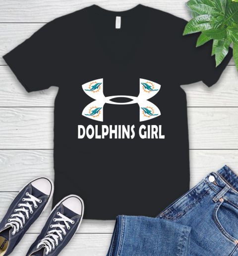 NFL Miami Dolphins Girl Under Armour Football Sports V-Neck T-Shirt