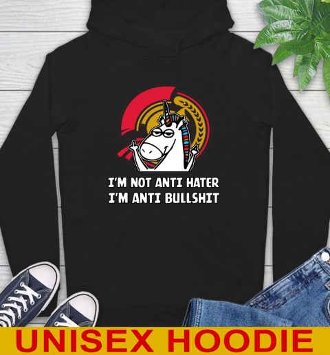Ottawa Senators NHL Hockey Unicorn I'm Not Anti Hater I'm Anti Bullshit Hoodie 2