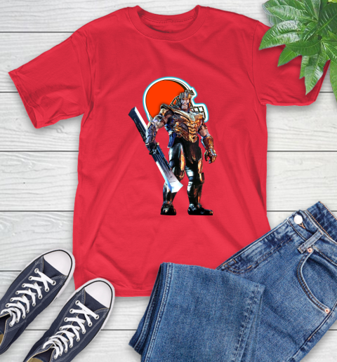 NFL Thanos Gauntlet Avengers Endgame Football Cleveland Browns T-Shirt 10