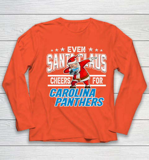 Carolina Panthers Even Santa Claus Cheers For Christmas NFL Youth Long Sleeve 3