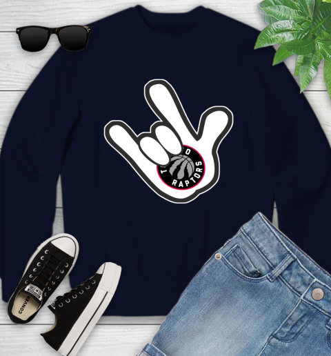 Toronto Raptors NBA Basketball Mickey Rock Hand Disney Youth Sweatshirt 3