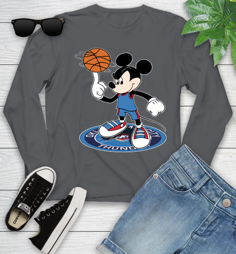 NBA Basketball Oklahoma City Thunder Cheerful Mickey Disney Shirt Youth Long Sleeve 8