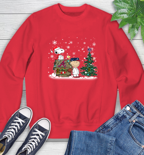 MLB Atlanta Braves Snoopy Charlie Brown Christmas Baseball Commissioner's Trophy Sweatshirt 10