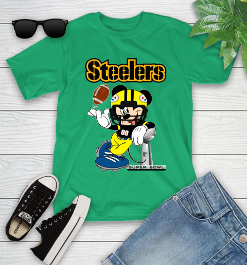 NFL Pittsburgh Steelers Mickey Mouse Disney Super Bowl Football T Shirt Youth T-Shirt 6