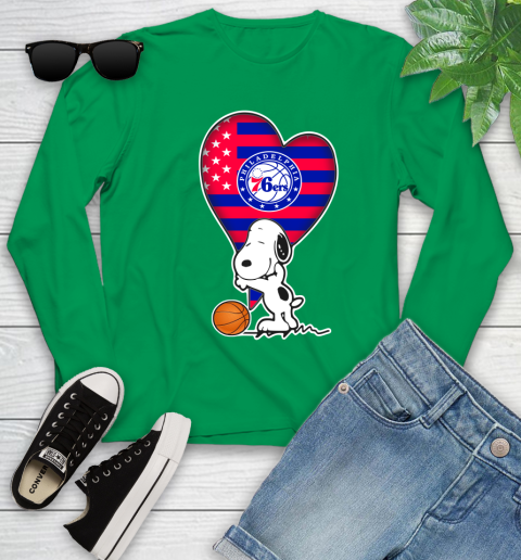 Philadelphia 76ers NBA Basketball The Peanuts Movie Adorable Snoopy Youth Long Sleeve 6