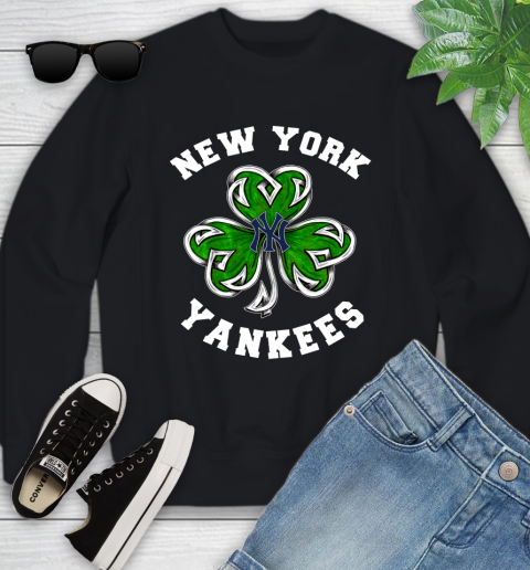 MLB New York Yankees Three Leaf Clover St Patrick's Day Baseball Sports Youth Sweatshirt