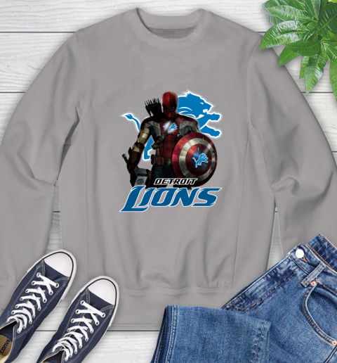 NFL Captain America Thor Spider Man Hawkeye Avengers Endgame Football Detroit Lions Sweatshirt 5
