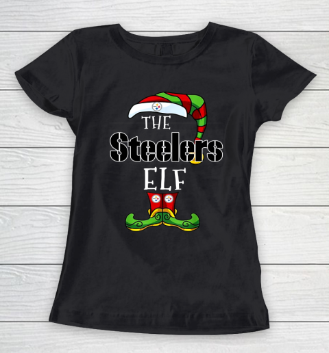 Pittsburgh Steelers Christmas ELF Funny NFL Women's T-Shirt