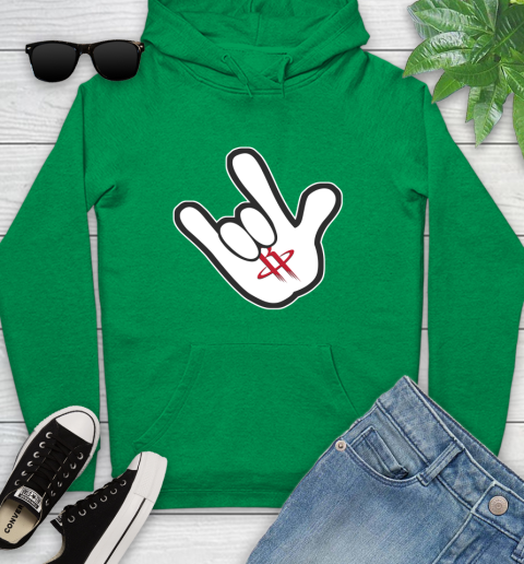 Houston Rockets NBA Basketball Mickey Rock Hand Disney Youth Hoodie 7