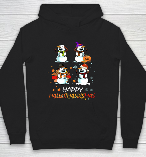 Snowman Halloween And Merry Christmas Happy Hallothanksmas Hoodie