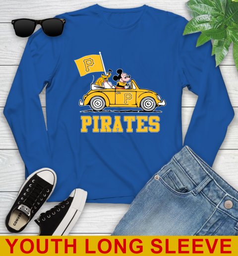 MLB Baseball Pittsburgh Pirates Pluto Mickey Driving Disney Shirt Youth Long Sleeve 10