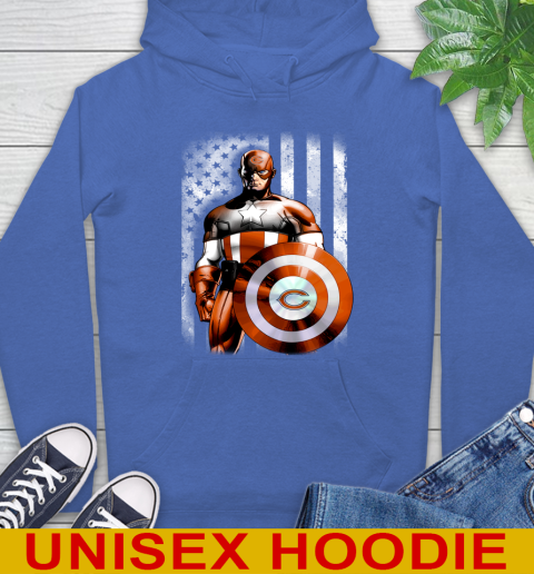 Chicago Bears NFL Football Captain America Marvel Avengers American Flag Shirt Hoodie 9