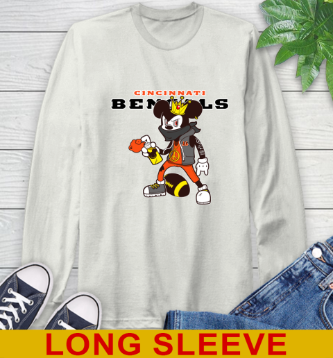 Cincinnati Bengals NFL Football Mickey Peace Sign Sports Long Sleeve T-Shirt 12