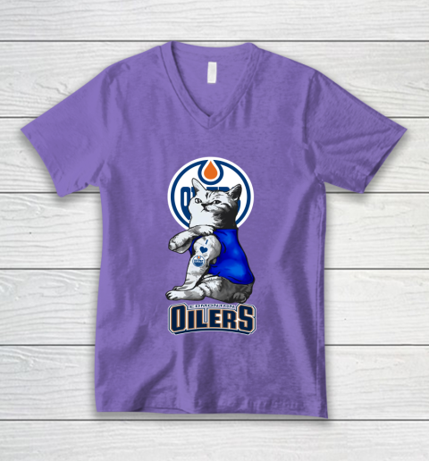 NHL My Cat Loves Edmonton Oilers Hockey V-Neck T-Shirt 8