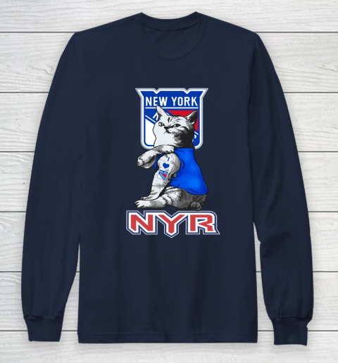 NHL My Cat Loves New York Rangers Hockey Long Sleeve T-Shirt 2