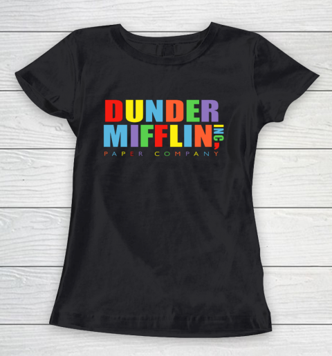 The Office Dunder Mifflin Rainbow Letters Women's T-Shirt