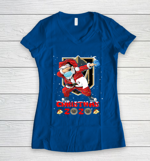 Vegas Golden Knights Funny Santa Claus Dabbing Christmas 2020 NHL Women's V-Neck T-Shirt 7
