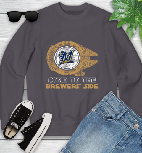 MLB Come To The Milwaukee Brewers Side Star Wars Baseball Sports Youth Sweatshirt 5