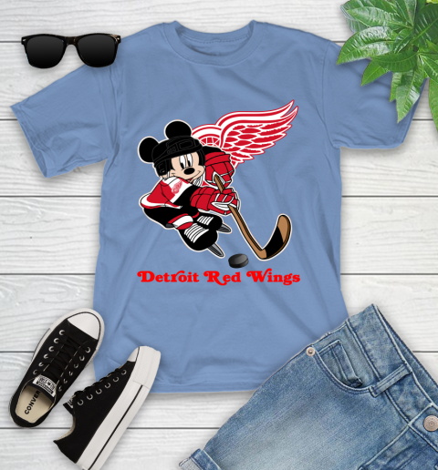 NHL Detroit Red Wings Mickey Mouse Disney Hockey T Shirt Youth T-Shirt