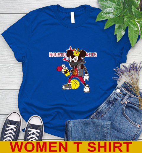 Houston Rockets NBA Basketball Mickey Peace Sign Sports Women's T-Shirt 9