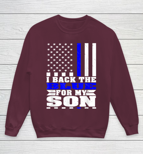 I Back The Blue For My Son Proud Police Mom Dad Cops Parent Thin Blue Line Youth Sweatshirt 4