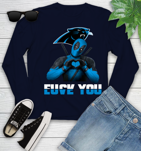 NHL Carolina Panthers Deadpool Love You Fuck You Football Sports Youth Long Sleeve 2