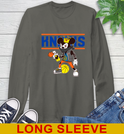 New York Knicks NBA Basketball Mickey Peace Sign Sports Long Sleeve T-Shirt 8