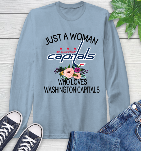 NHL Just A Woman Who Loves Washington Capitals Hockey Sports Long Sleeve T-Shirt 6