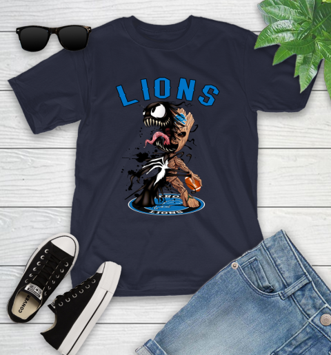 NFL Detroit Lions Football Venom Groot Guardians Of The Galaxy Youth T-Shirt 3