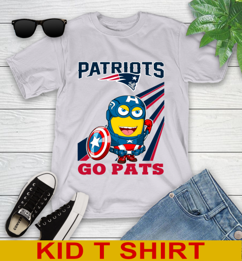 NFL Football New England Patriots Captain America Marvel Avengers Minion Shirt Youth T-Shirt 4