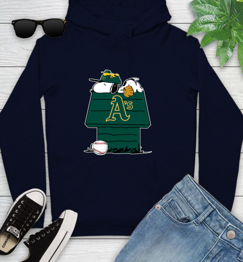 MLB Oakland Athletics Snoopy Woodstock The Peanuts Movie Baseball T Shirt Youth Hoodie 4