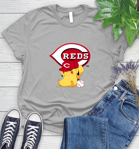MLB Pikachu Baseball Sports Cincinnati Reds Women's T-Shirt 5