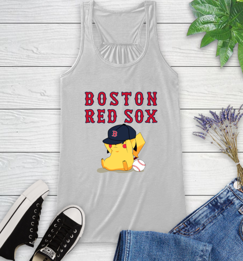 MLB Pikachu Baseball Sports Boston Red Sox Racerback Tank