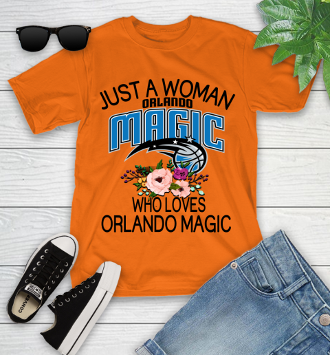 NBA Just A Woman Who Loves Orlando Magic Basketball Sports Youth T-Shirt 4