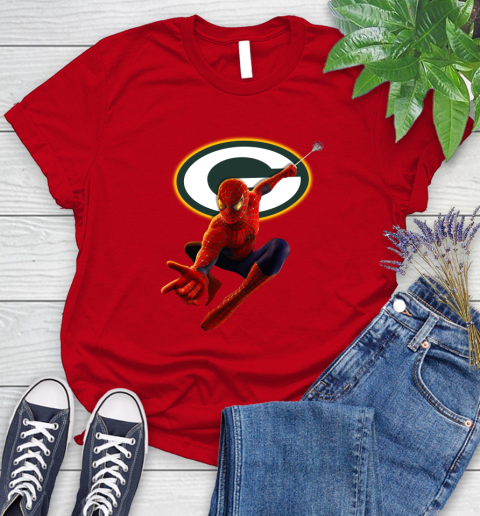 NFL Spider Man Avengers Endgame Football Green Bay Packers Women's T-Shirt 9