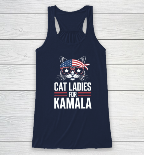 Cat Ladies for Kamala Funny Cat 2024 President Kamala Harris Racerback Tank 5