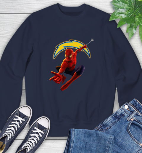 NFL Spider Man Avengers Endgame Football Los Angeles Chargers Sweatshirt 4 NFL Spider Man Avengers Endgame Football Los Angeles Chargers Sweatshirt - Image 4