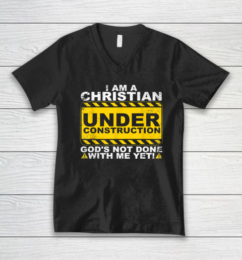 Funny Christian Under Construction Gift Catholic V-Neck T-Shirt