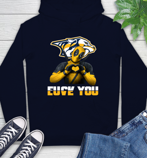 NHL Nashville Predators Deadpool Love You Fuck You Hockey Sports Hoodie 3