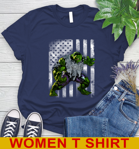 San Antonio Spurs Hulk Marvel Avengers NBA Basketball American Flag Women's T-Shirt 12