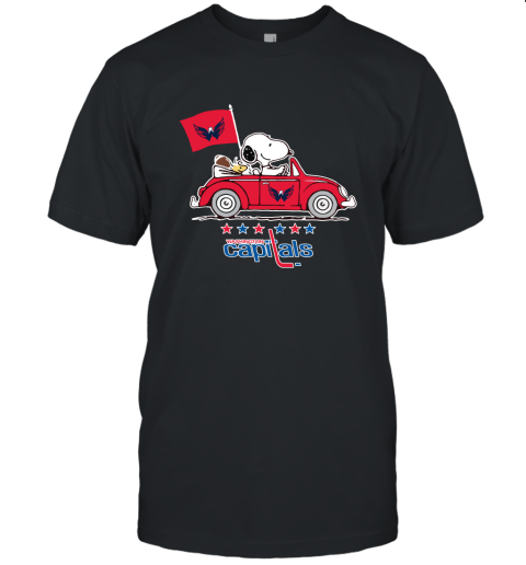 Snoopy And Woodstock Ride The Washington Capitals Car NHL Unisex Jersey Tee