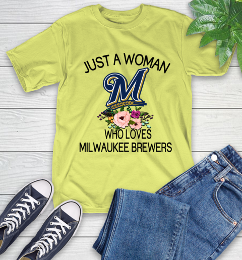 MLB Just A Woman Who Loves Milwaukee Brewers Baseball Sports T-Shirt 8