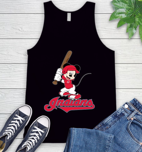 MLB Baseball Cleveland Indians Cheerful Mickey Mouse Shirt Tank Top